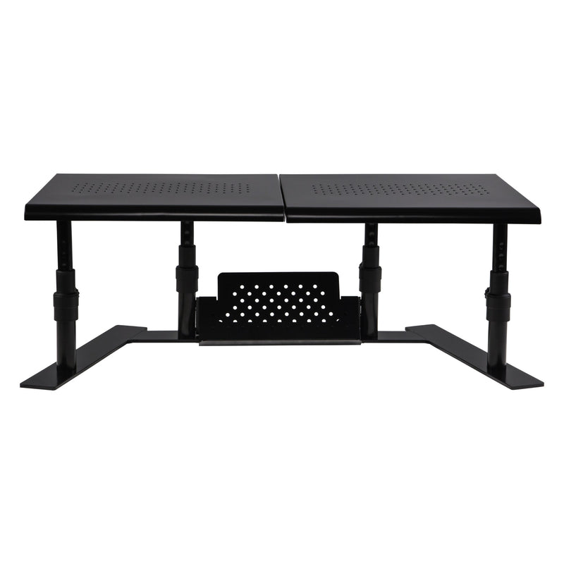 Studio image ErgoTwin Dual Monitor Stand front view platforms together