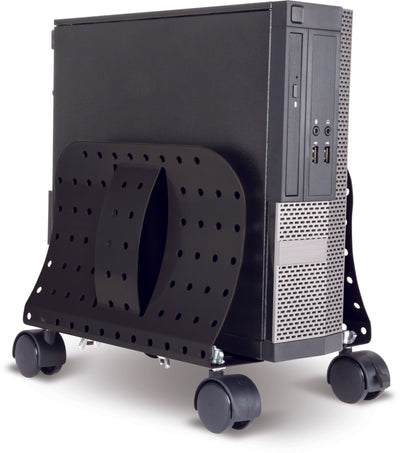 Studio Image Metal Art CPU Caddy with computer shown in caddy