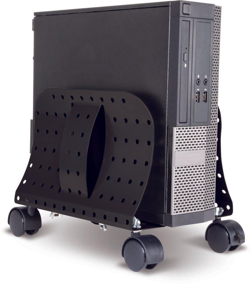 Studio Image Metal Art CPU Caddy with computer shown in caddy